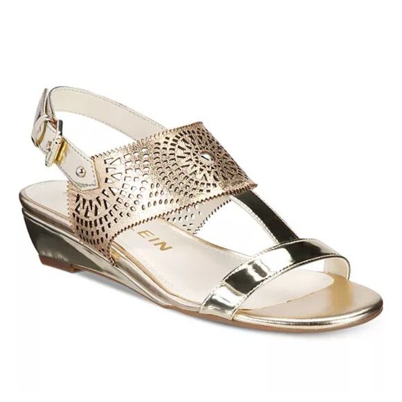 Anne Klein Maddie Gold Slingback Sandal Open Toe Women’s‎ Size 7.5 M NWB - Picture 1 of 10